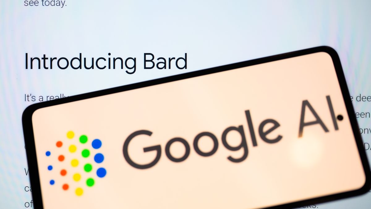 Google Bard seen on Google blog post with Google logo on mobile. On 6 February 2023 in Brussels, Belgium. (Photo illustration by Jonathan Raa/NurPhoto via Getty Images)