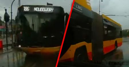 Scena z karambolu w Warszawie. Świadek nagrał rozpędzony autobus