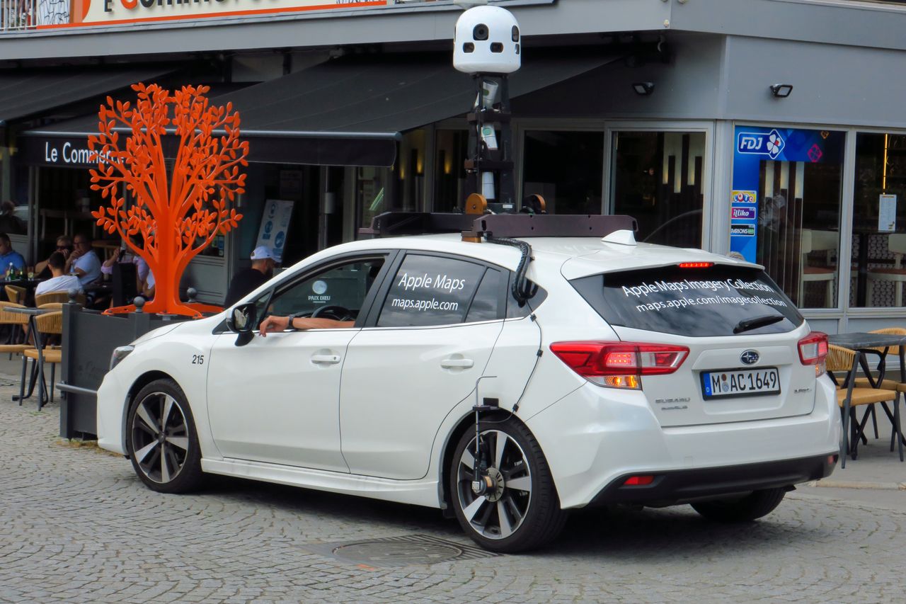 An Apple maps car makes its way through Cambrai, France, July 9, 2020.