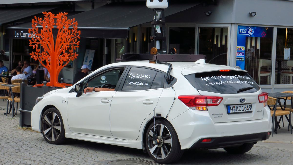 An Apple maps car makes its way through Cambrai, France, July 9, 2020.