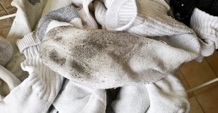 Wsyp do wody i zamocz skarpetki. Będą śnieżnobiałe