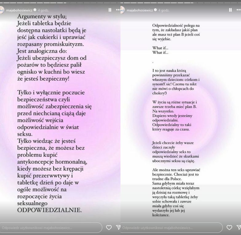 Maja Bohosiewicz oburza się na zawetowaną ustawę o tabletce "dzień po"