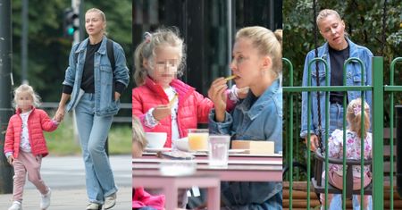 Jeansowa Katarzyna Warnke spędza z CÓRKĄ czas na mieście: wspólny wypad do knajpy i szaleństwa na placu zabaw (ZDJĘCIA)
