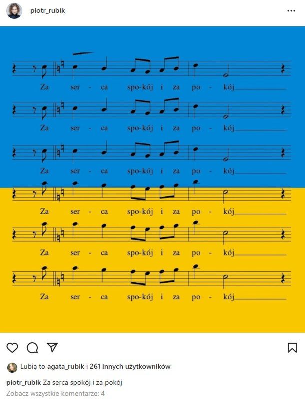 Piotr Rubik solidaryzuje się z Ukrainą