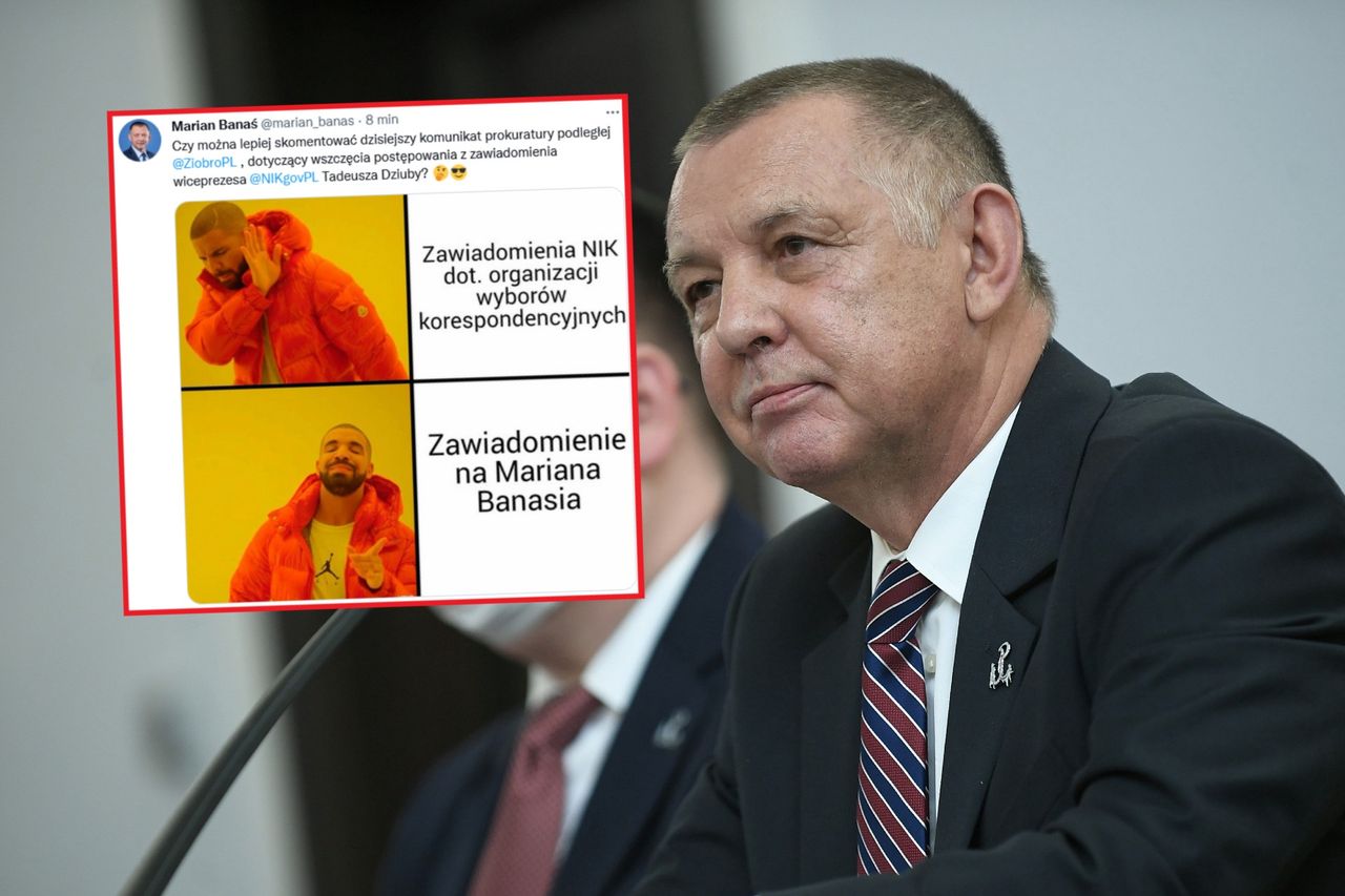 Marian Banaś komentuje decyzje prokuratury... memem