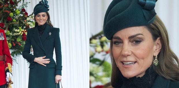 Księżna Kate w szmaragdowym "total looku" olśniewa podczas powitania sułtana Omanu. Szykownie? (ZDJĘCIA)