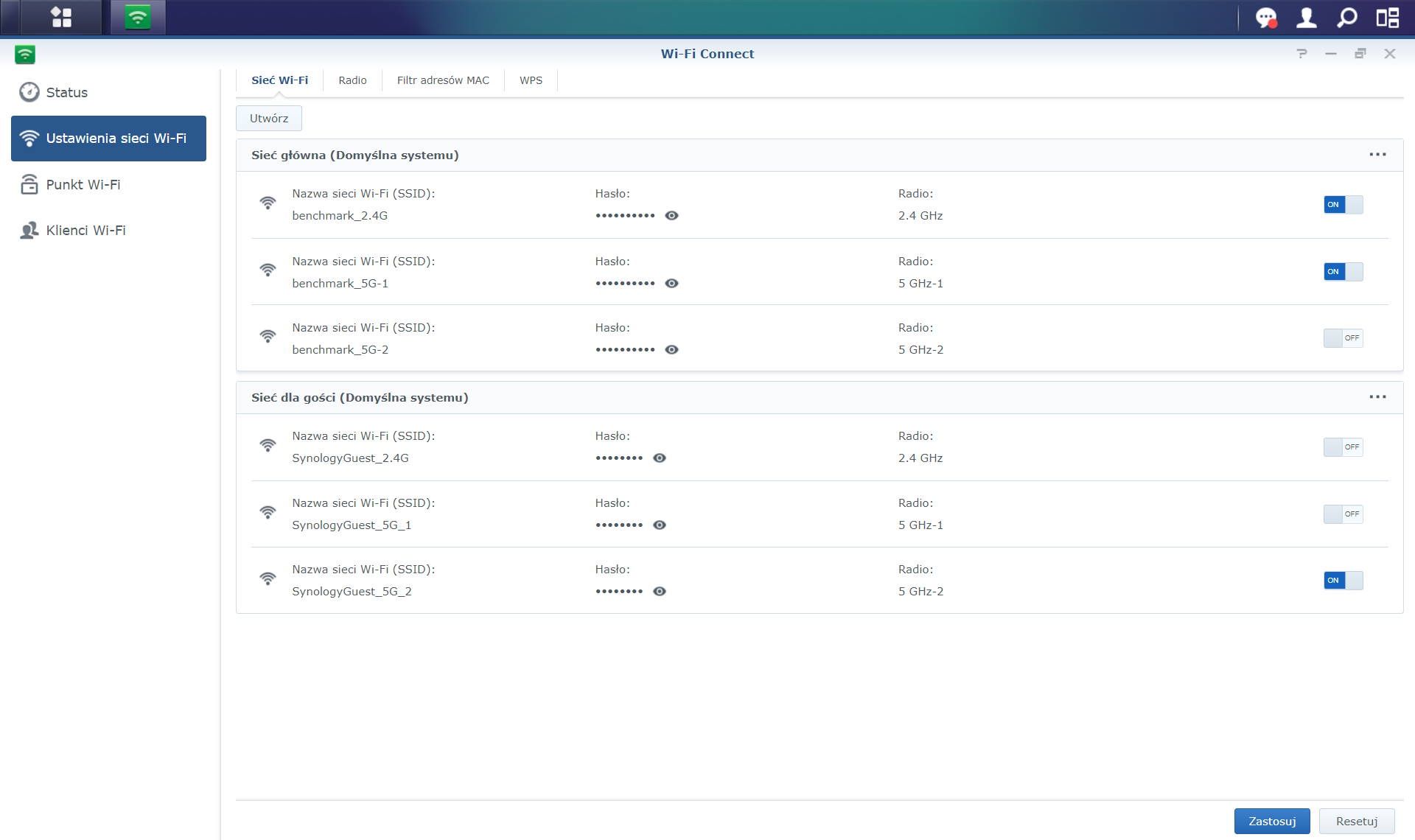 Router - lista sieci Wi-Fi