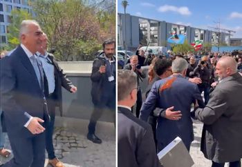 Syn szacha Iranu oblany farbą. Nagranie z Berlina