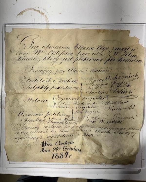 Znalezisko w kościele pw. św. Stanisława Biskupa Męczennika