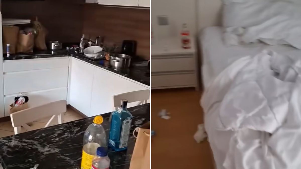 Pokazała, w jakim stanie goście zostawili apartament.
