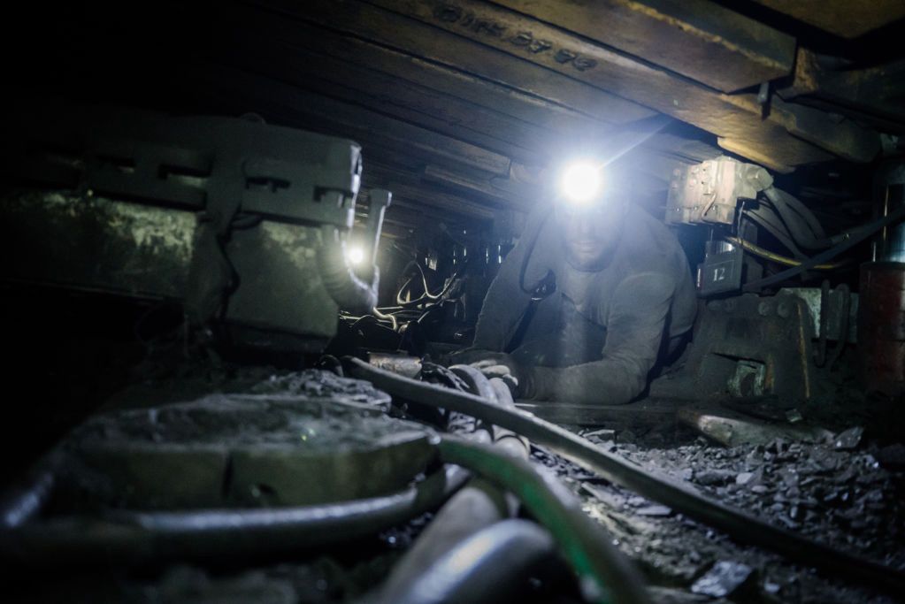 War in Ukraine. Women work in the mines (illustrative photo showing a miner in the mine in Donbas)