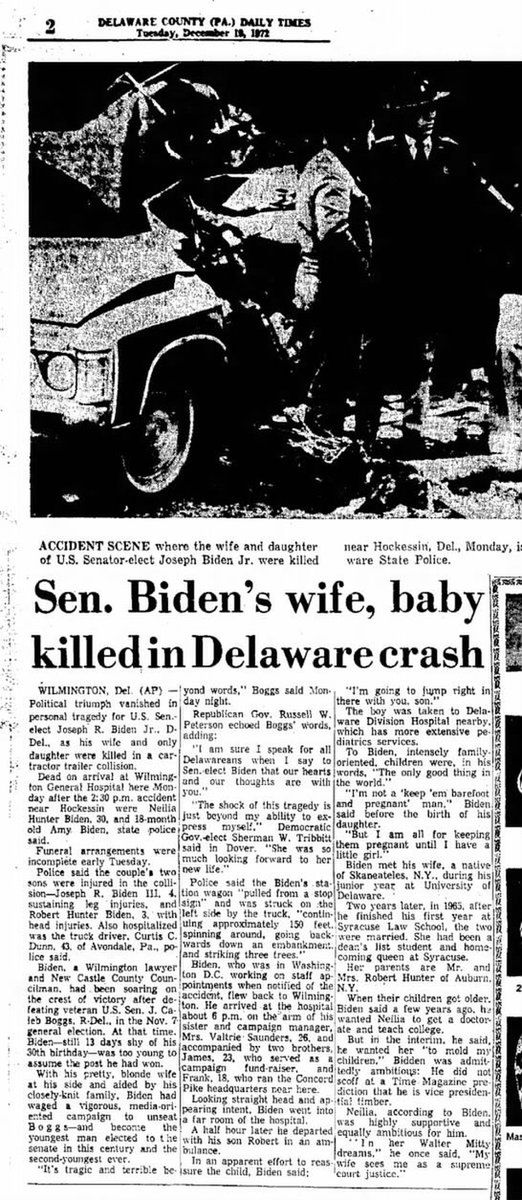Joe Biden stracił w wypadku żonę i córkę