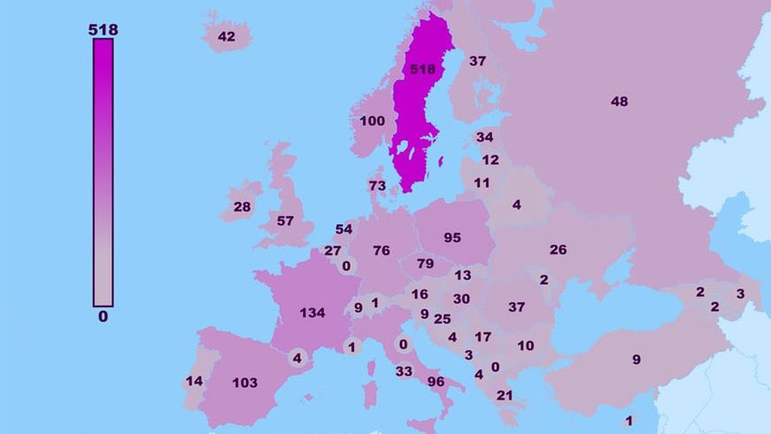 Z opublikowanej mapy wynika, ze najwięcej atrakcyjnych osób mieszka w Szwecji