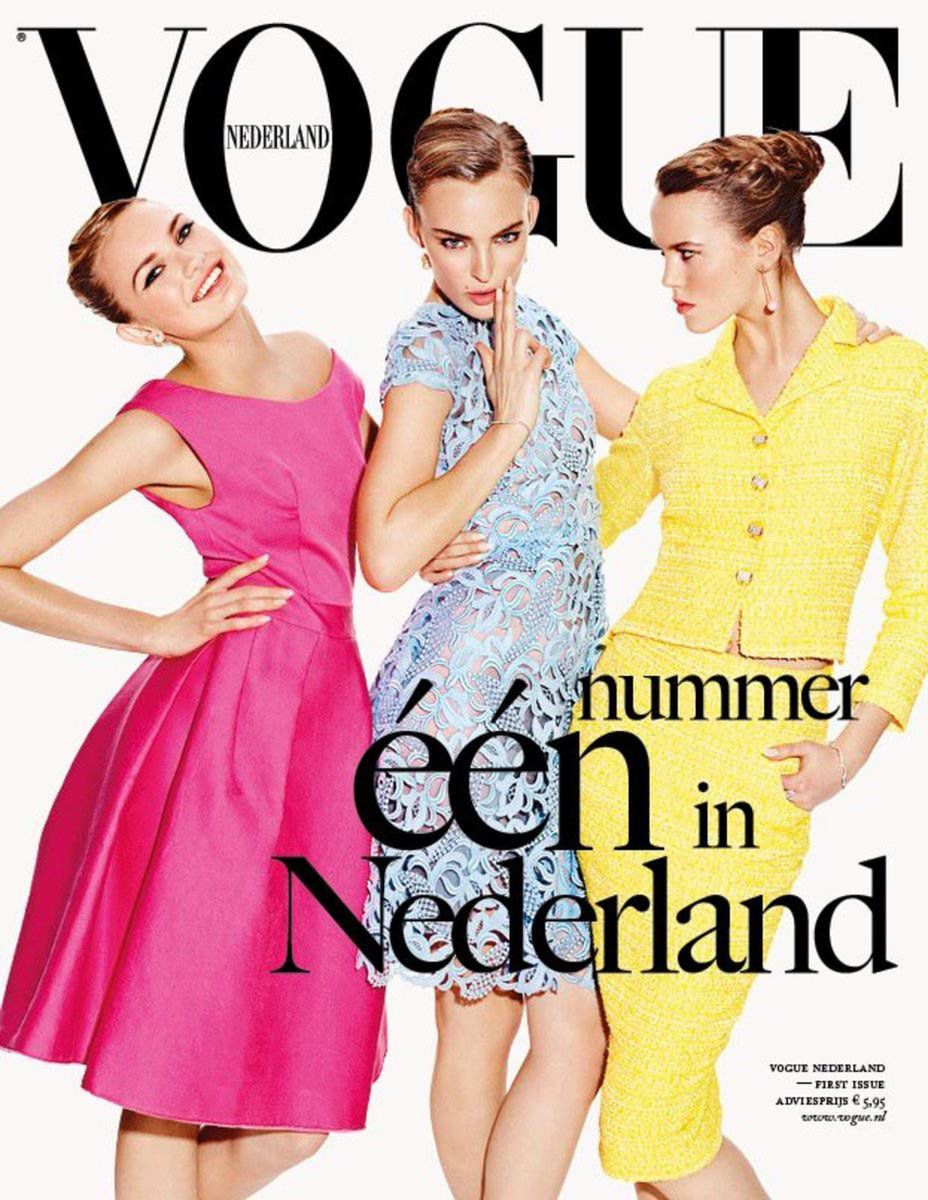 Vogue Nederlans – pierwsza okładka –  Josefien Rodermans, Romee Strijd, Ymre Stiekema