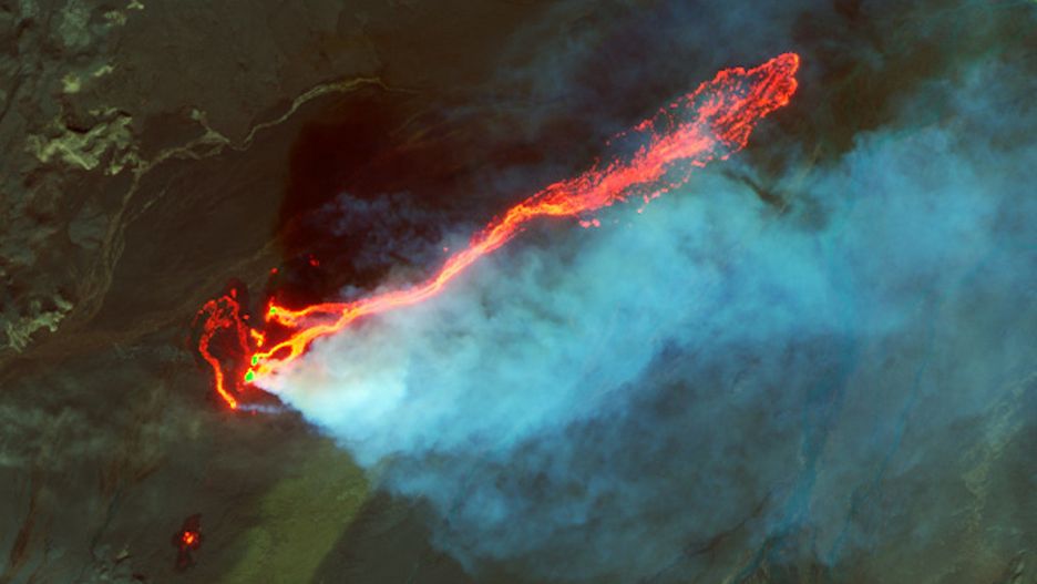 Położony na Islandii wulkan Askja może niedługo wybuchnąć. Na zdjęciu erupcja na pobliskim polu lawowym Holuhraun, 2014 rok.