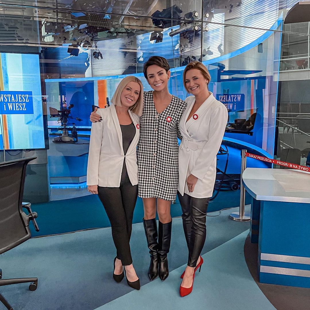 Dorota Gardias w patriotycznym wydaniu w studiu TVN. Fot. Instagram