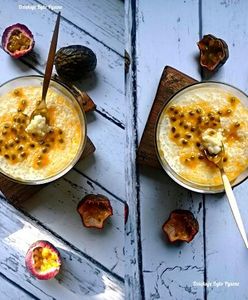 Pudding z tapioki na mleku kokosowym z marakują