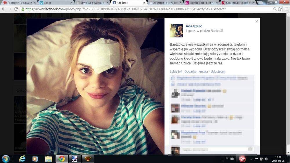 Ada Szulc po wypadku