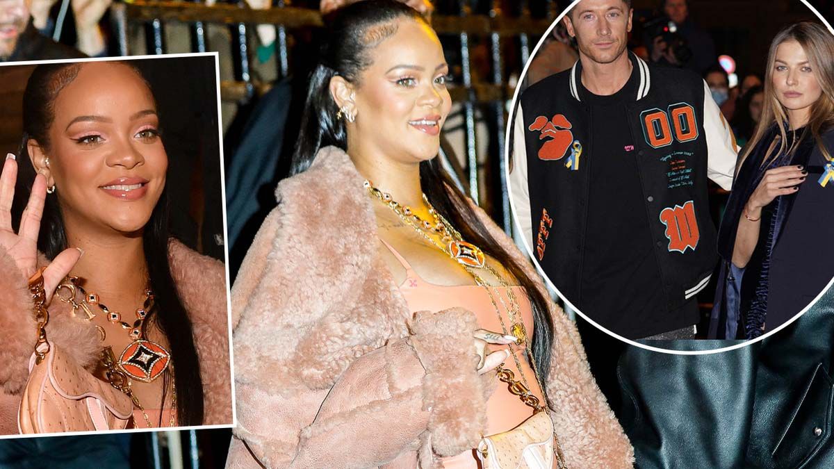 Rihanna na imprezie z Lewandowskimi. Spod jej skórzanego płaszcza wystawał ciążowy brzuszek. Miała warty fortunę dodatek Diora