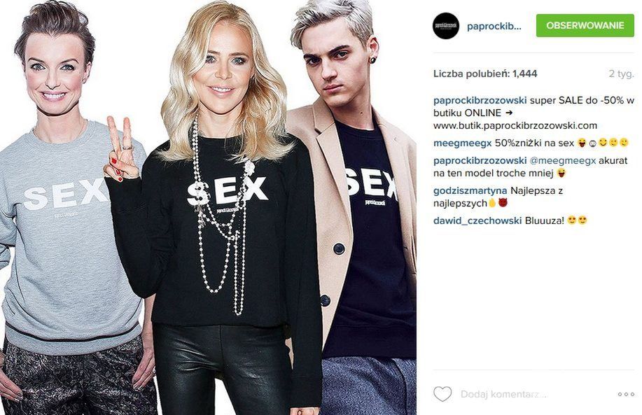 Kasia Sokołowska, Maja Sablewska, Radek Pestka w bluzach Paprocki & Brzozowski (fot. Instagram)