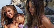 Anna Lewandowska odsłania idealnie umięśniony brzuch i kusi ponętnym dekoltem. Jej skąpe bikini to jakiś obłęd