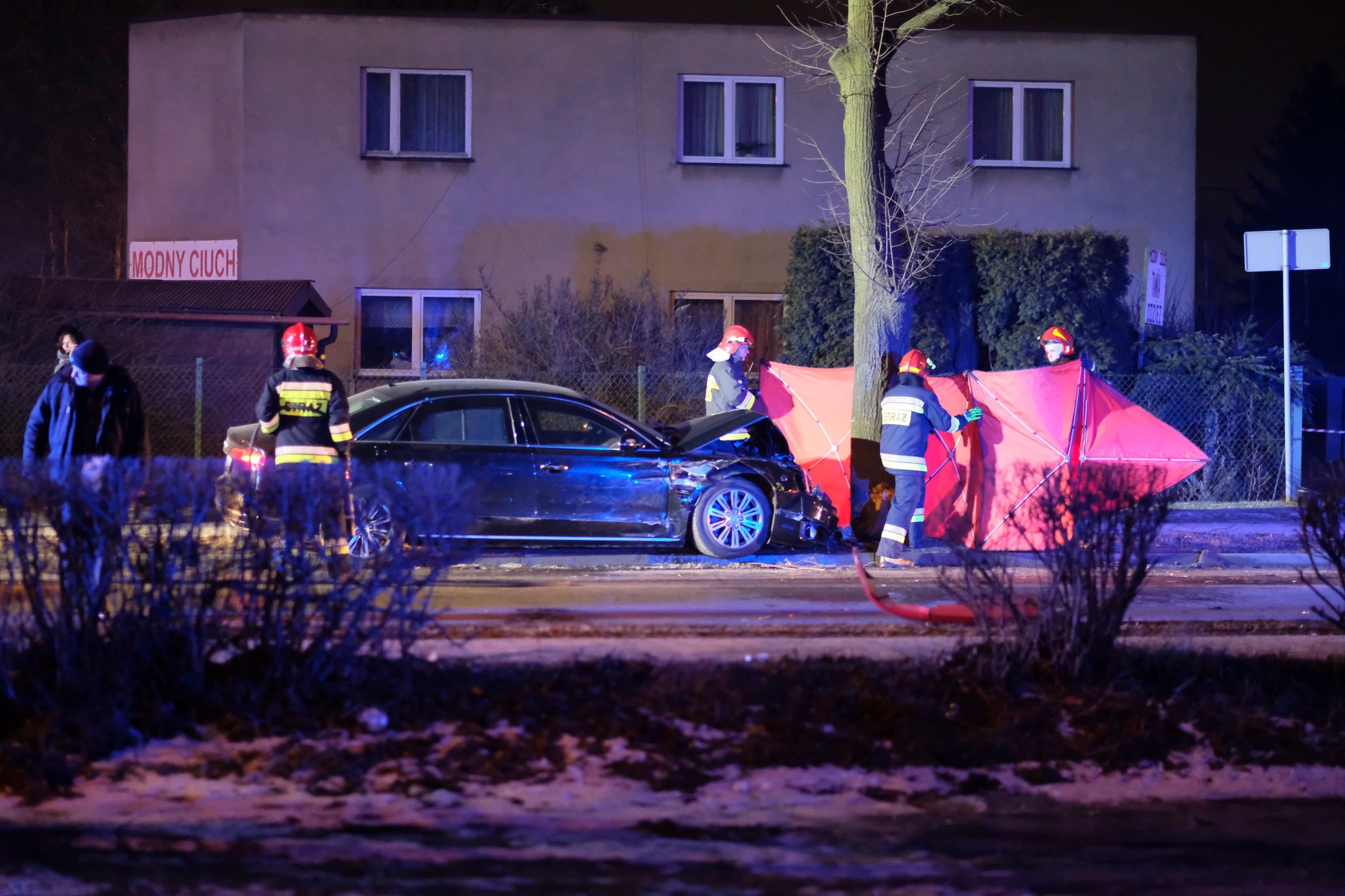 Miejsce wypadku rządowej kolumny w Oświęcimiu