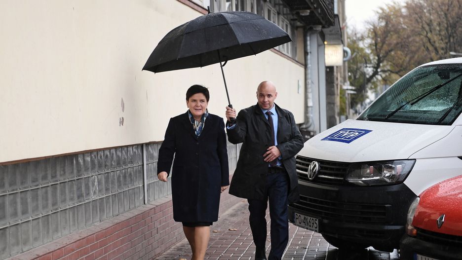 23.10.2018. Beata Szydło w drodze na posiedzenie kierownictwa Zjednoczonej Prawicy.