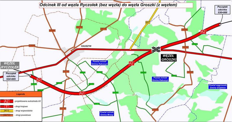 GDDKiA ogłasza przetarg na projekt i budowę kolejnego, 12,5 km odcinka autostrady A2 między Mińskiem Mazowieckim a Siedlcami