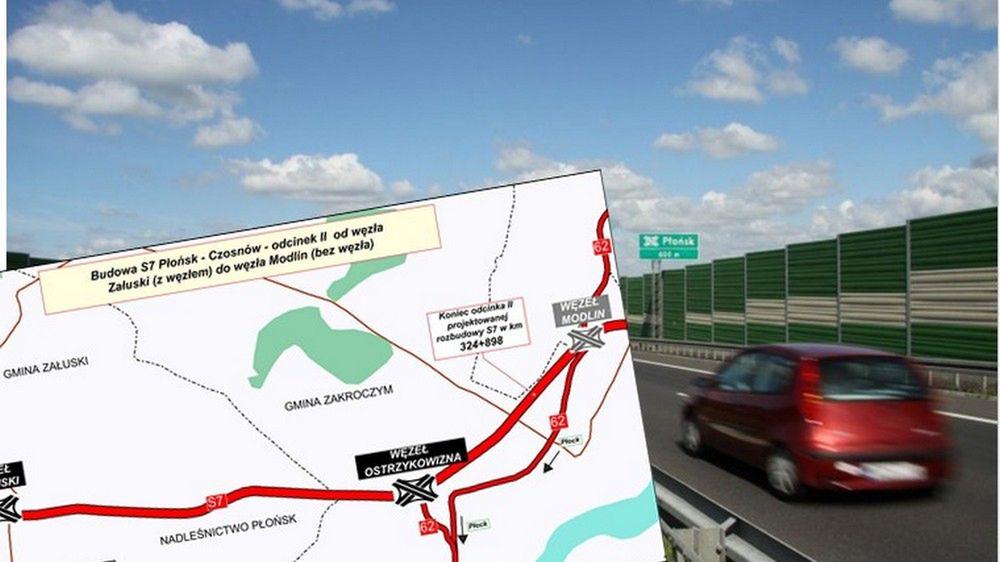 Przetarg dotyczy zaprojektowania i budowy 12-kilometrowego fragmentu S7 pomiędzy węzłami Załuski i Modlin