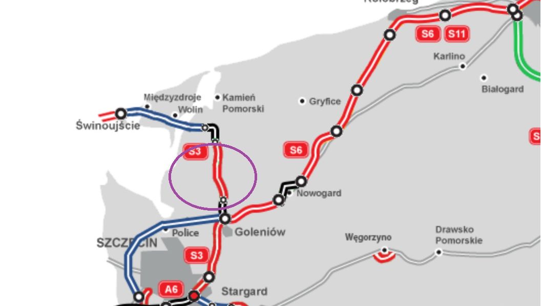 Zaznaczony odcinek to właśnie droga łączące Mietkowo z Brzozowem