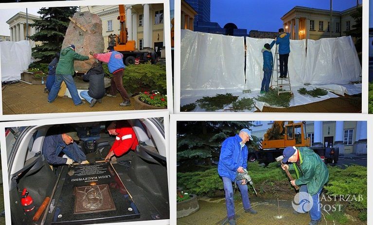 Pomnik Lecha Kaczyńskiego przed warszawskim ratuszem