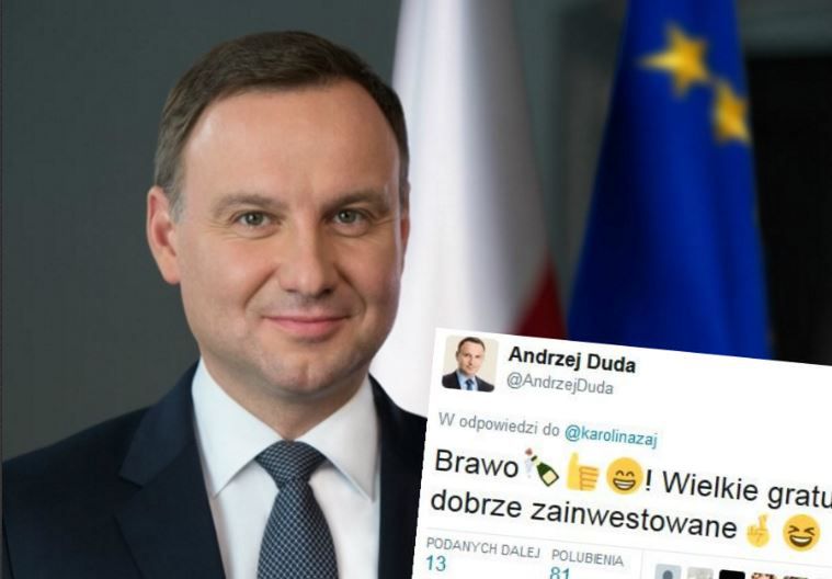 Tak się zdobywa sympatię młodych. Prezydent Duda "bohaterem" maturzystki