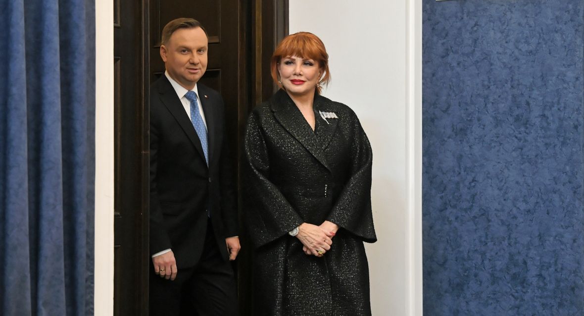 Prezydent RP Andrzej Duda i ambasador USA w Polsce Georgette Mosbacher 