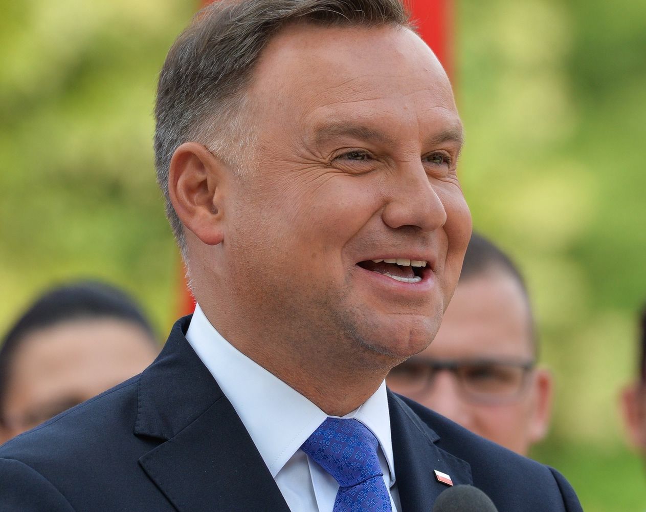 Andrzej Duda pękał ze śmiechu. "Nie wytrzymam, muszę państwu coś opowiedzieć"