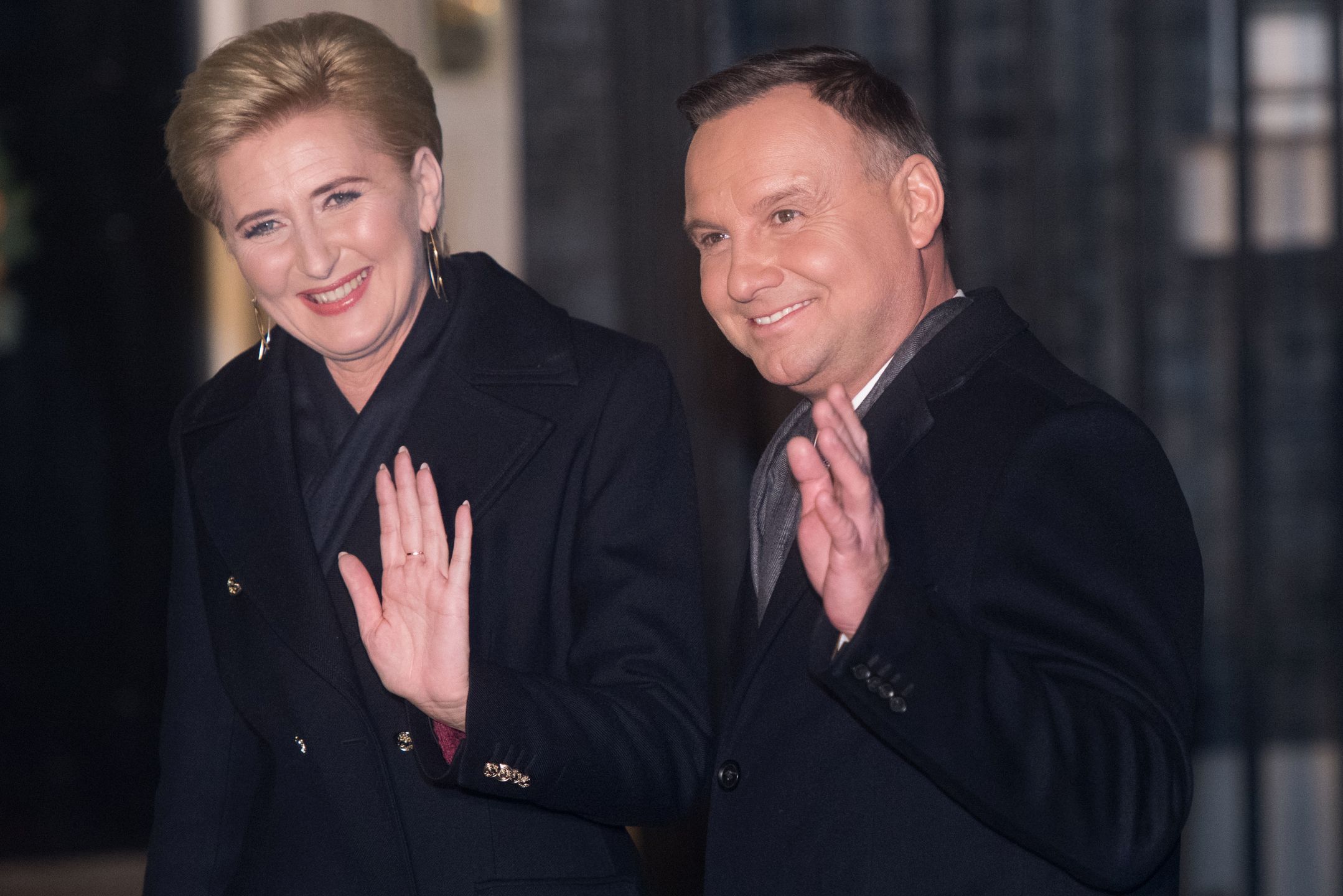 Agata Kornhauser-Duda i prezydent Andrzej Duda na uroczystości państwowej