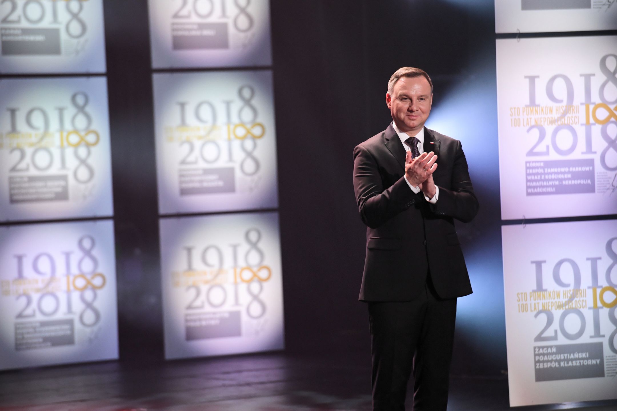 Prezydent Andrzej Duda, podczas uroczystej gali "100 Pomników Historii na Stulecie Odzyskania Niepodległości"