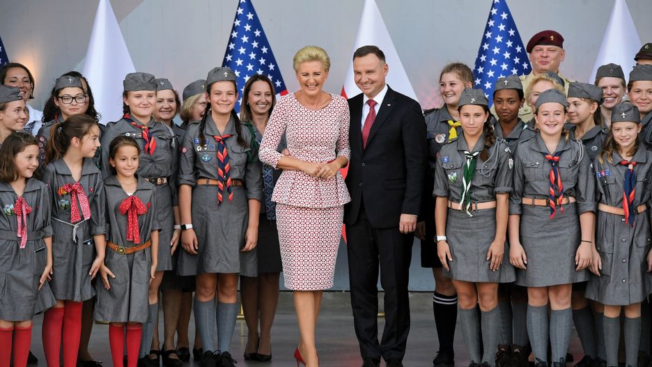 Prezydent Andrzej Duda i pierwsza dama Agata Kornhauser-Duda w New Britain.