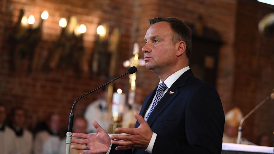 Prezydent Andrzej Duda podczas wystąpienia w Gdańsku