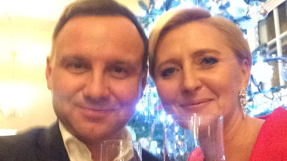 Prezydent Andrzej Duda i Pierwsza Dama podczas sylwestra 2016 r.