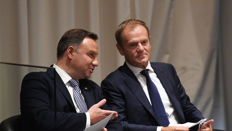 Prezydent Andrzej Duda i szef RE Donald Tusk podczas spotkania w USA