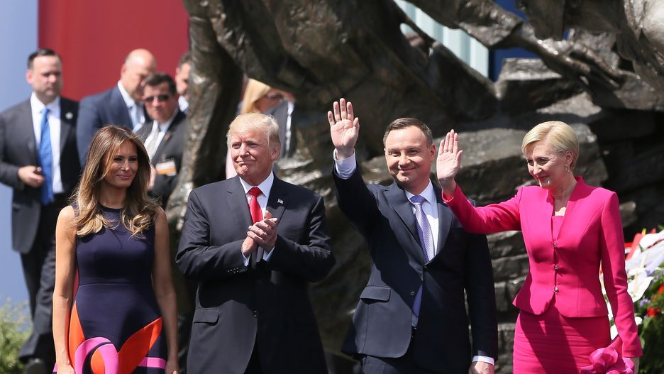 Lipiec 2017. Warszawa. Donald Trump i Andrzej Duda podczas wizyty amerykańskiego prezydenta w Polsce