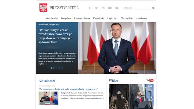 Tak teraz wygląda strona internetowa prezydenta 