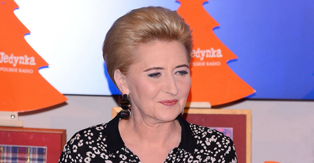 Stylizacja Agaty Kornhauser-Dudy ze spotkania z przedstawicielami społeczności żydowskiej. Szyk i klasa