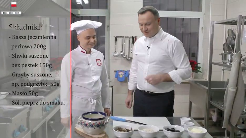 Andrzej Duda gotuje wigilijną potrawę, która gości zawsze na jego stole