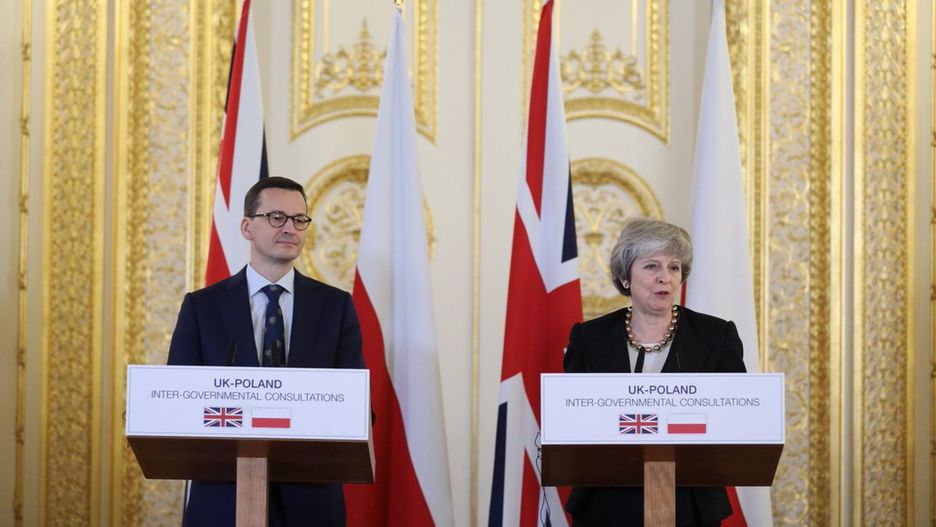 Premierzy May i Morawiecki po brytyjsko - polskich konsultacjach w Londynie