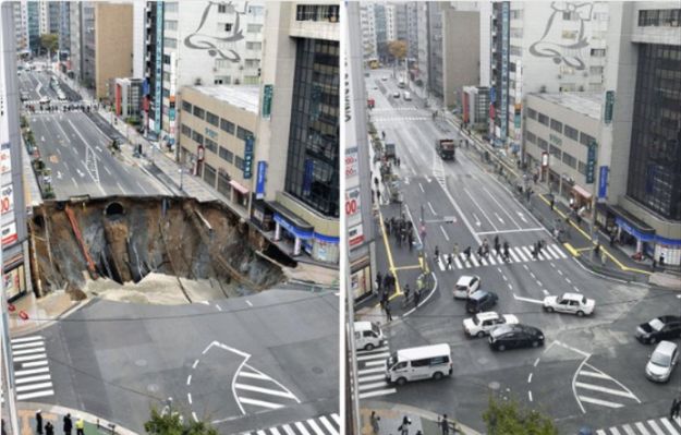 Gigantyczna dziura w jezdni naprawiona w 48 godzin. Tak się buduje w Japonii