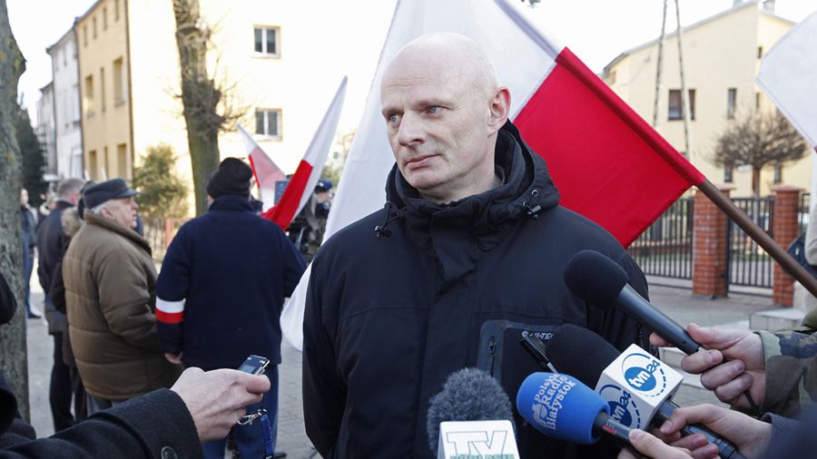 Bogusław Łabędzki w lutym podczas marszu w Hajnówce