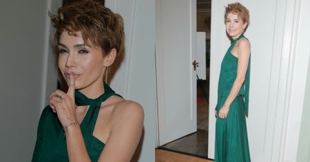 Olga Bołądź na galę wręczenia Orłów przyszła w kreacji w kolorze butelkowej zieleni