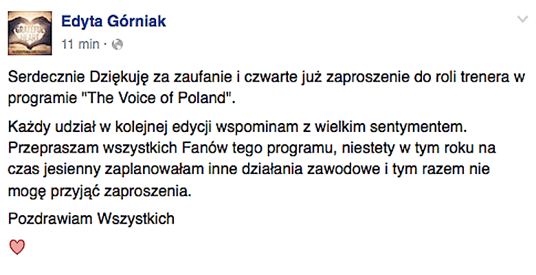 Edyta Górniak o The Voice 7