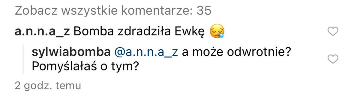 Sylwia Bomba reaguje na komentarz fanki